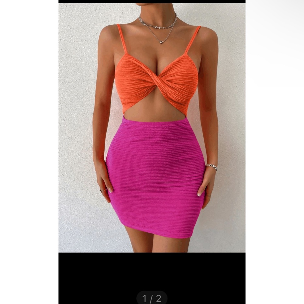Two tone orange and pink dress